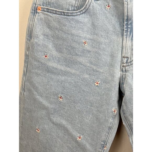 Gap Denim Girlfriend Jeans Light Wash 4/27 Embroidered Floral Stretch Mid Rise T - Picture 6 of 13